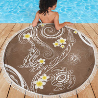 Polynesia Tribal Beach Blanket Mocha Plumeria Tentacles