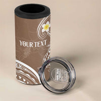 Polynesia Tribal 4 in 1 Can Cooler Tumbler Mocha Plumeria Tentacles