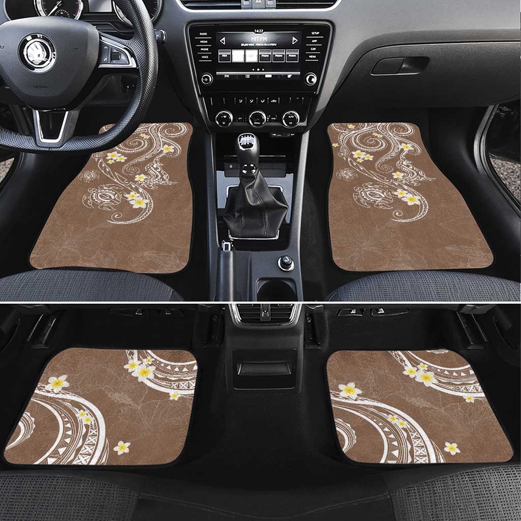 Polynesia Tribal Car Mats Mocha Plumeria Tentacles