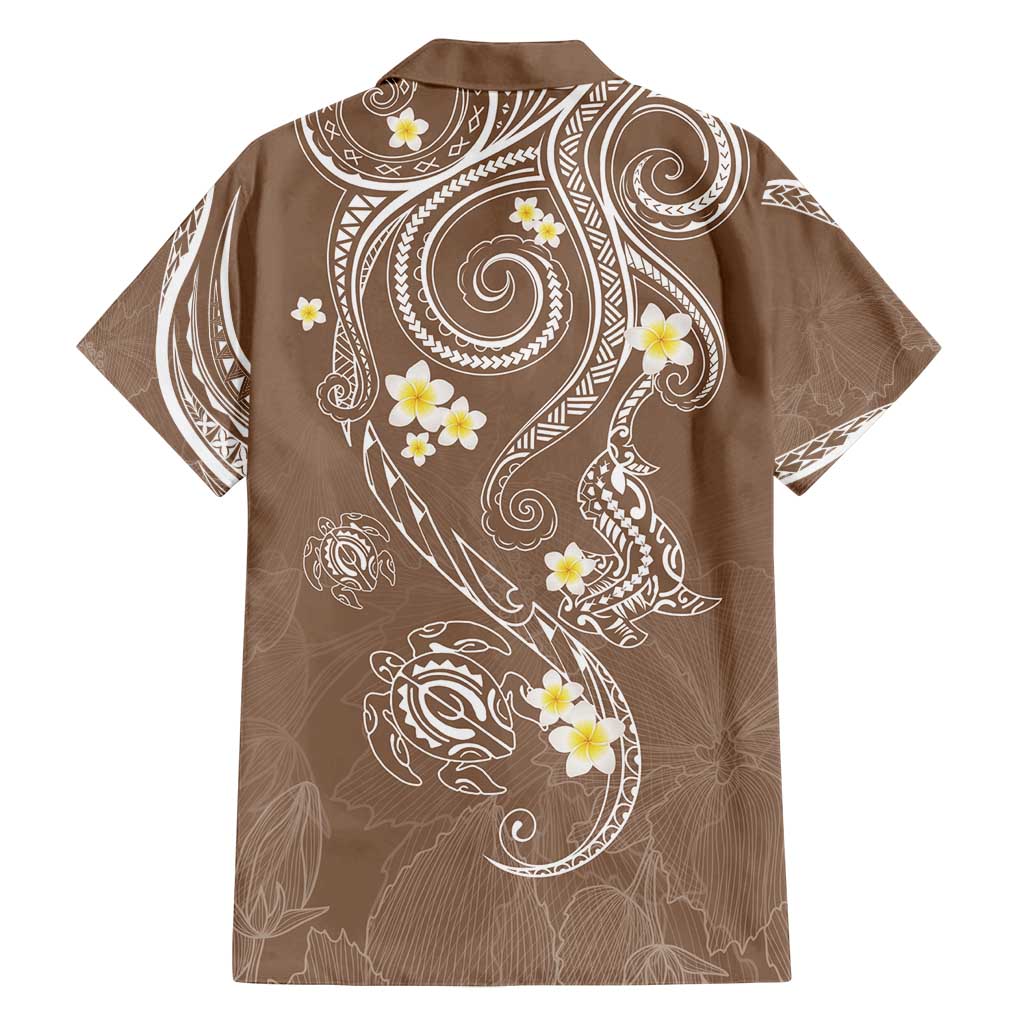 Polynesia Tribal Family Matching Tank Maxi Dress and Hawaiian Shirt Mocha Plumeria Tentacles