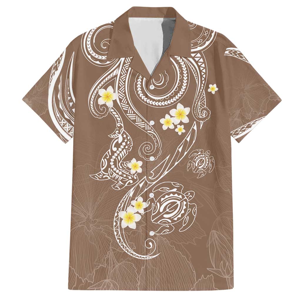 Polynesia Tribal Hawaiian Shirt Mocha Plumeria Tentacles