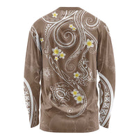 Polynesia Tribal Long Sleeve Shirt Mocha Plumeria Tentacles