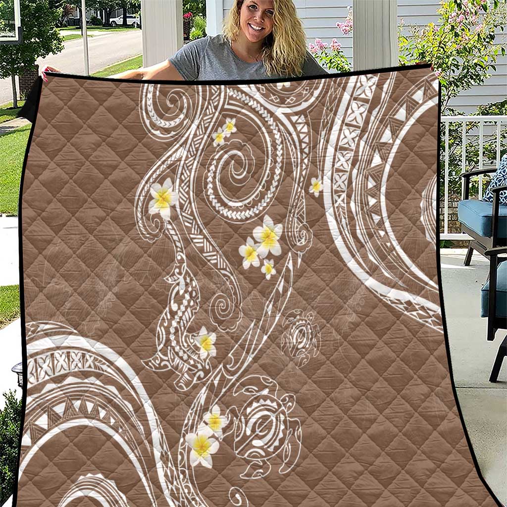 Polynesia Tribal Quilt Mocha Plumeria Tentacles LT7 Mocha - Polynesian Pride