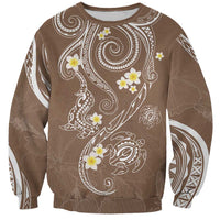 Polynesia Tribal Sweatshirt Mocha Plumeria Tentacles