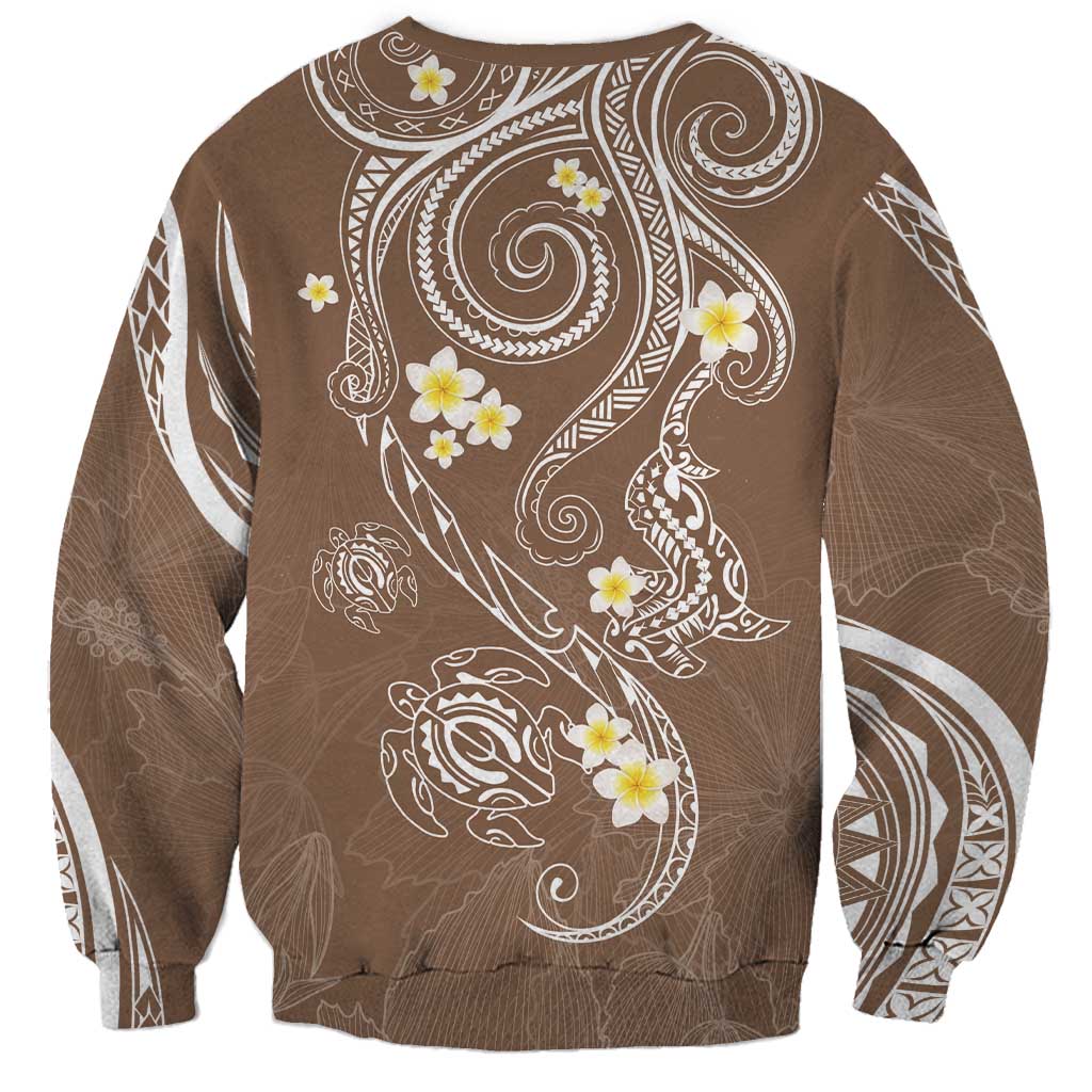 Polynesia Tribal Sweatshirt Mocha Plumeria Tentacles