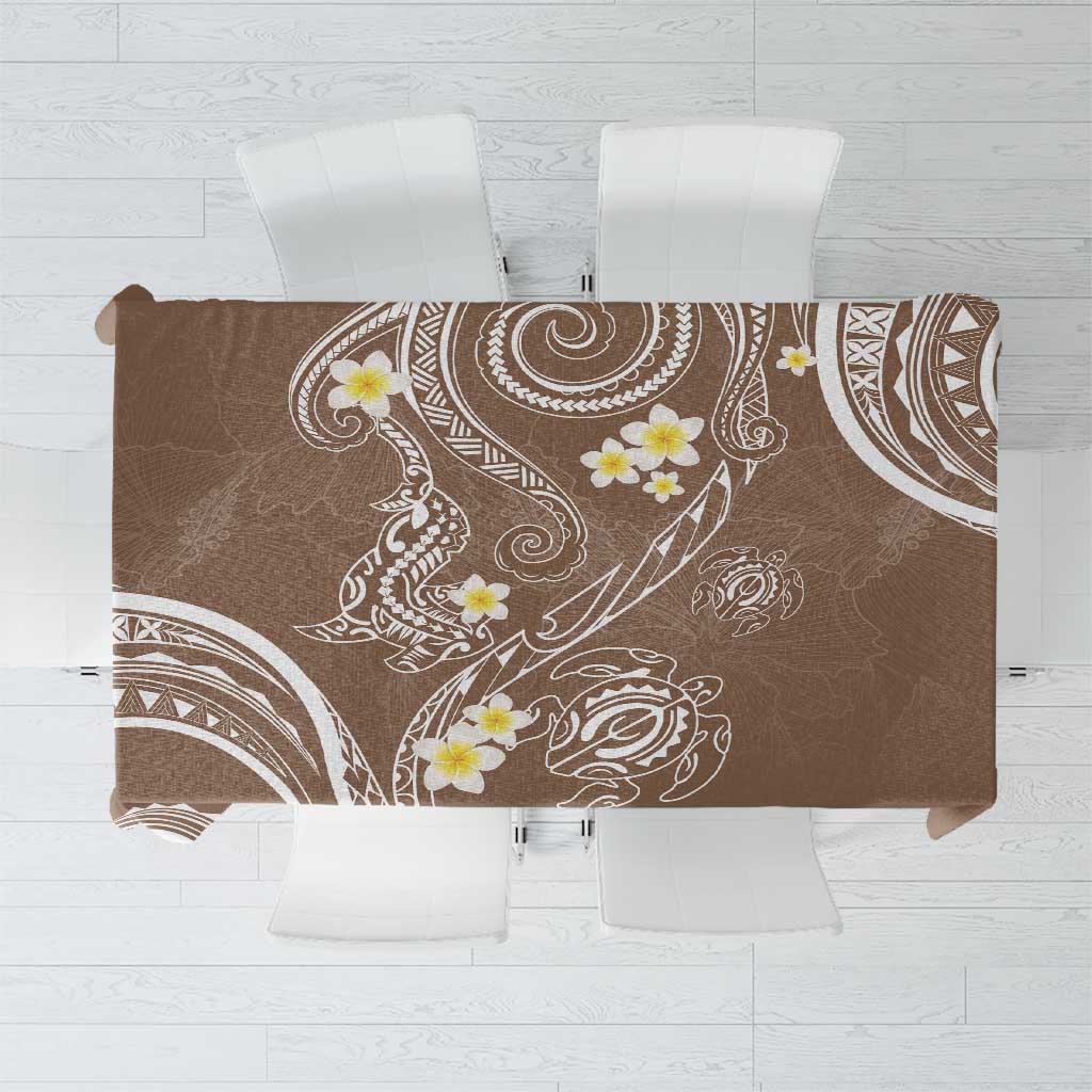 Polynesia Tribal Tablecloth Mocha Plumeria Tentacles