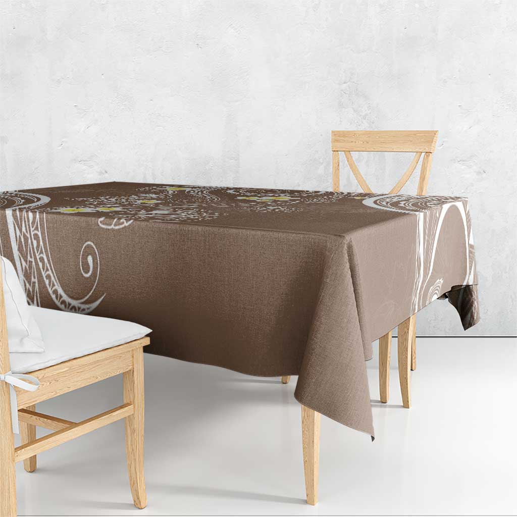 Polynesia Tribal Tablecloth Mocha Plumeria Tentacles