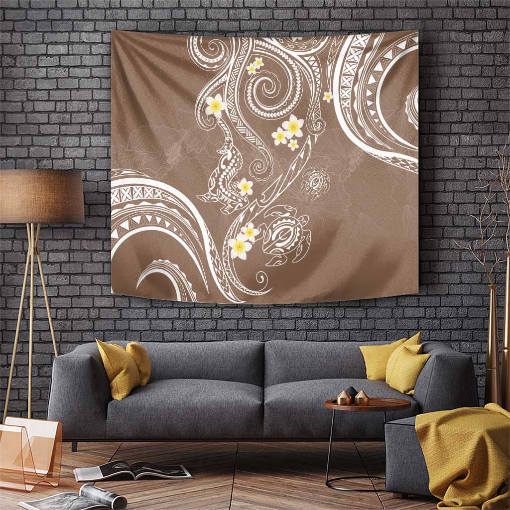 Polynesia Tribal Tapestry Mocha Plumeria Tentacles LT7 Mocha - Polynesian Pride