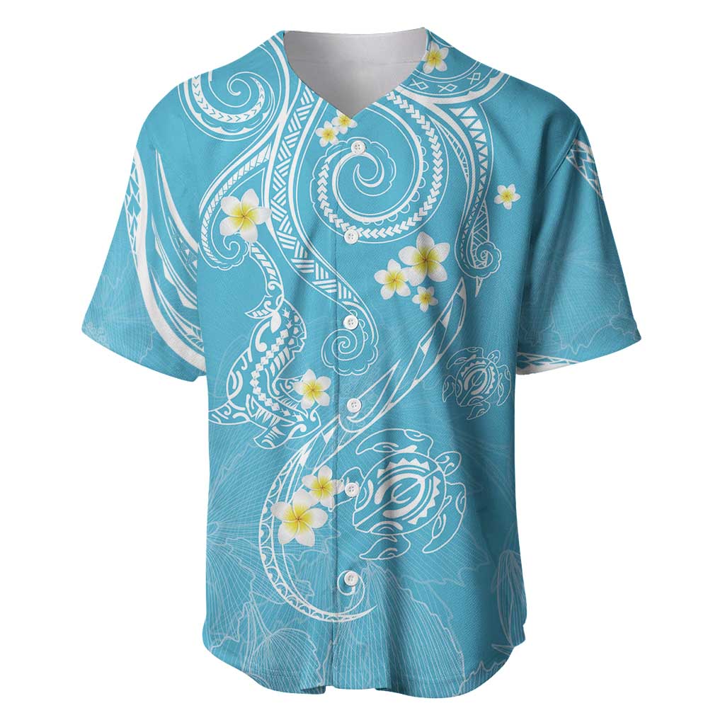 Polynesia Tribal Baseball Jersey Turquoise Plumeria Tentacles LT7 Turquoise - Polynesian Pride