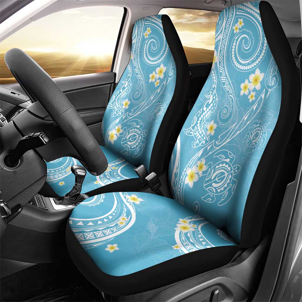 Polynesia Tribal Car Seat Cover Turquoise Plumeria Tentacles