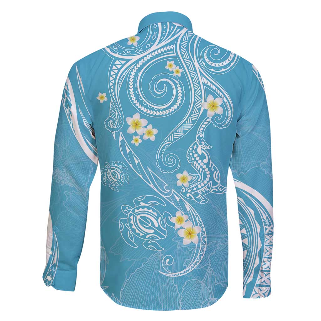 Polynesia Tribal Family Matching Short Sleeve Bodycon Dress and Hawaiian Shirt Turquoise Plumeria Tentacles