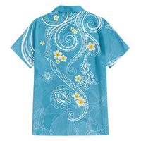 Polynesia Tribal Family Matching Tank Maxi Dress and Hawaiian Shirt Turquoise Plumeria Tentacles