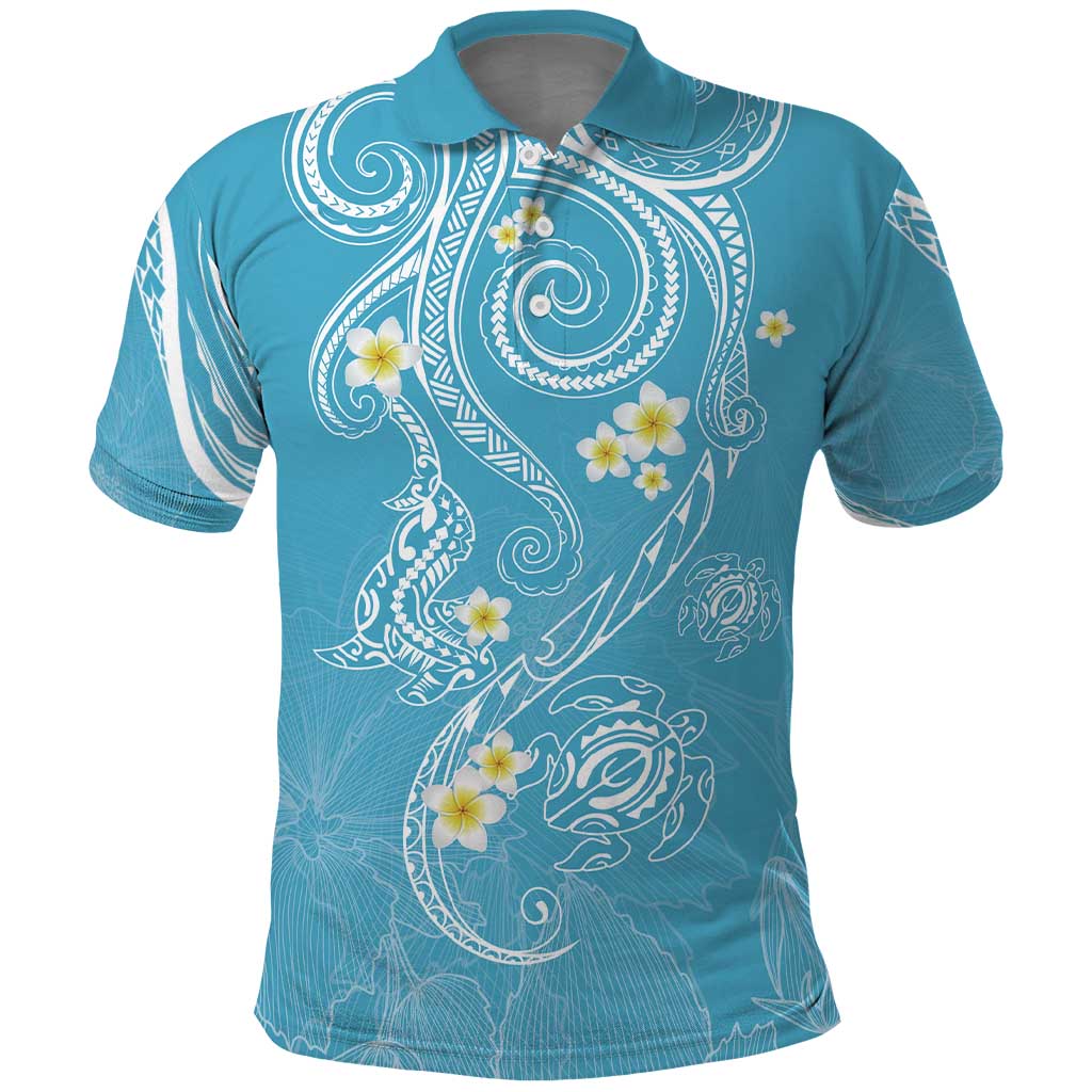 Polynesia Tribal Polo Shirt Turquoise Plumeria Tentacles LT7 Turquoise - Polynesian Pride