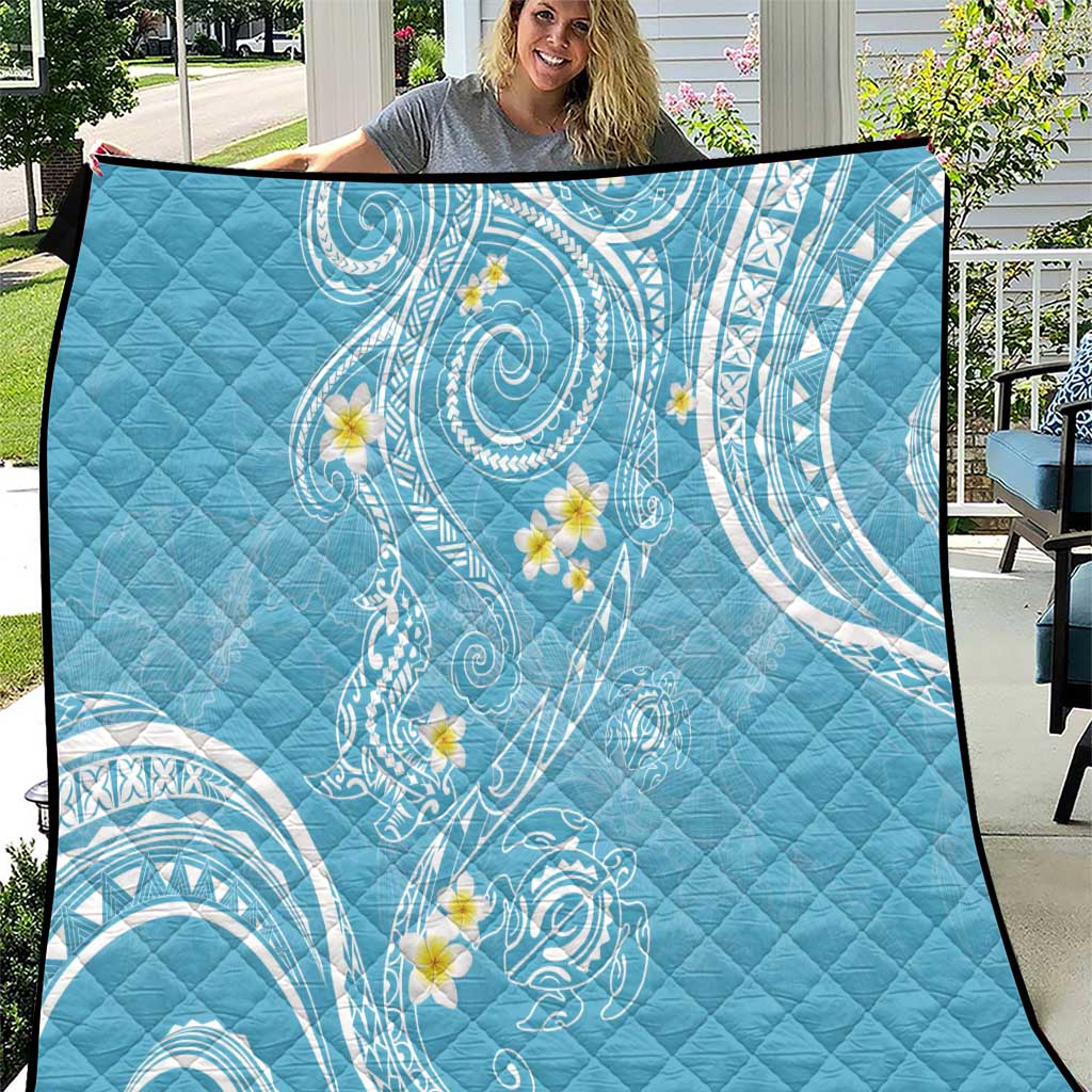 Polynesia Tribal Quilt Turquoise Plumeria Tentacles LT7 Turquoise - Polynesian Pride
