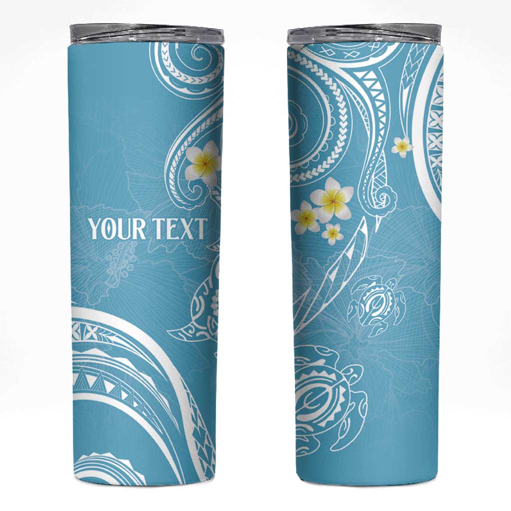 Polynesia Tribal Skinny Tumbler Turquoise Plumeria Tentacles