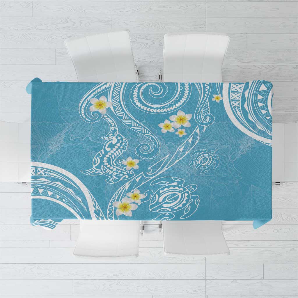 Polynesia Tribal Tablecloth Turquoise Plumeria Tentacles