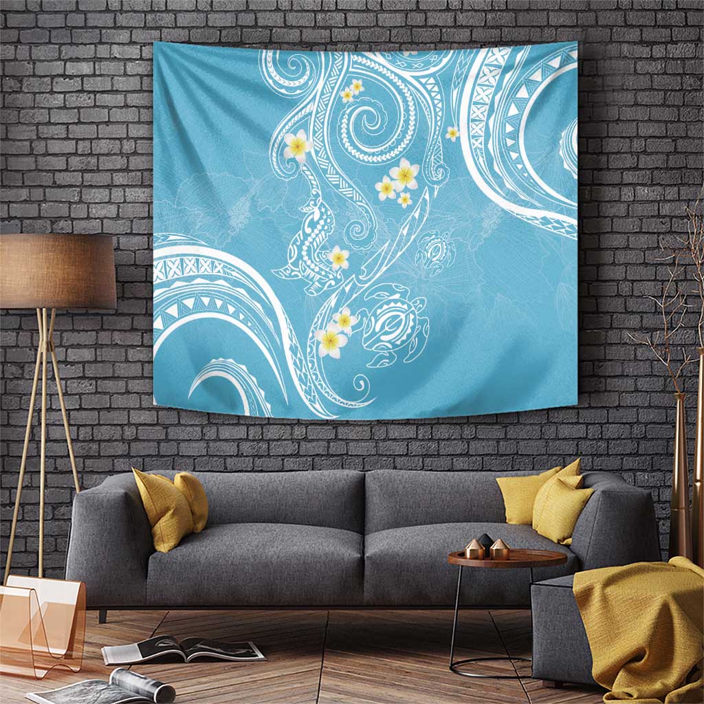 Polynesia Tribal Tapestry Turquoise Plumeria Tentacles LT7 Turquoise - Polynesian Pride