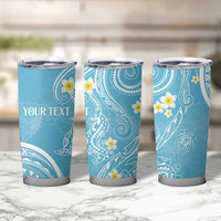 Polynesia Tribal Tumbler Cup Turquoise Plumeria Tentacles