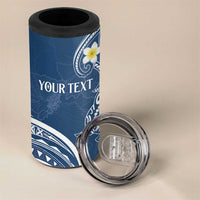 Polynesia Tribal 4 in 1 Can Cooler Tumbler Deep Blue Plumeria Tentacles