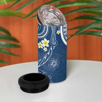 Polynesia Tribal 4 in 1 Can Cooler Tumbler Deep Blue Plumeria Tentacles