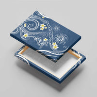 Polynesia Tribal Canvas Wall Art Deep Blue Plumeria Tentacles