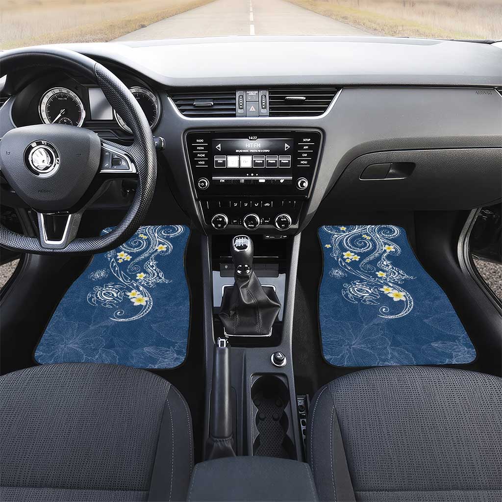 Polynesia Tribal Car Mats Deep Blue Plumeria Tentacles