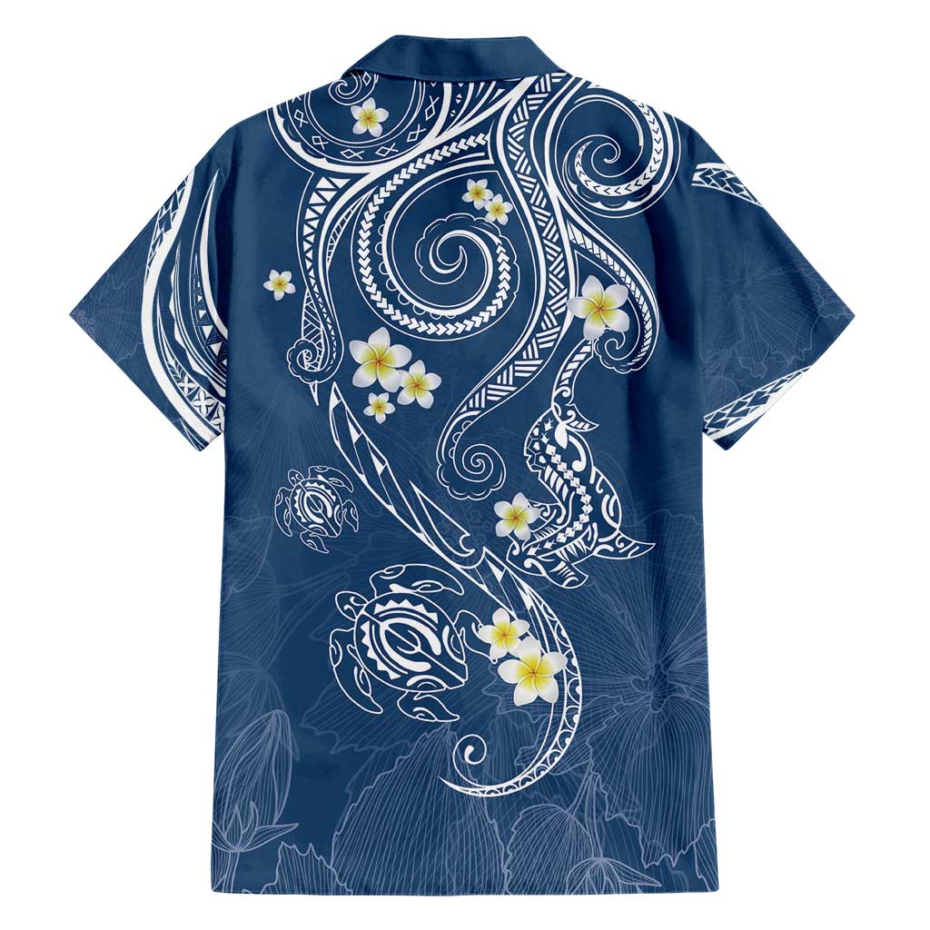 Polynesia Tribal Hawaiian Shirt Deep Blue Plumeria Tentacles
