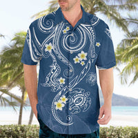 Polynesia Tribal Hawaiian Shirt Deep Blue Plumeria Tentacles
