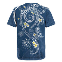 Polynesia Tribal Rugby Jersey Deep Blue Plumeria Tentacles