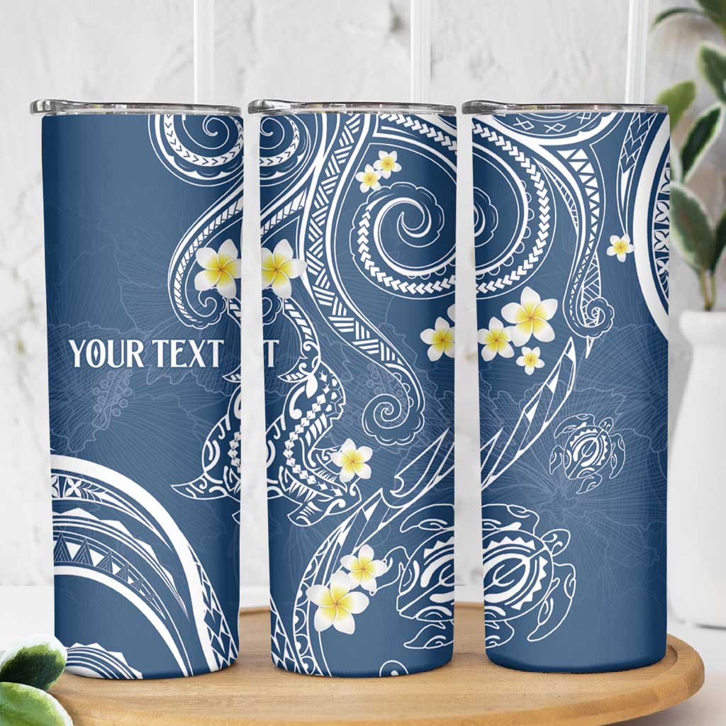 Polynesia Tribal Skinny Tumbler Deep Blue Plumeria Tentacles