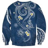 Polynesia Tribal Sweatshirt Deep Blue Plumeria Tentacles