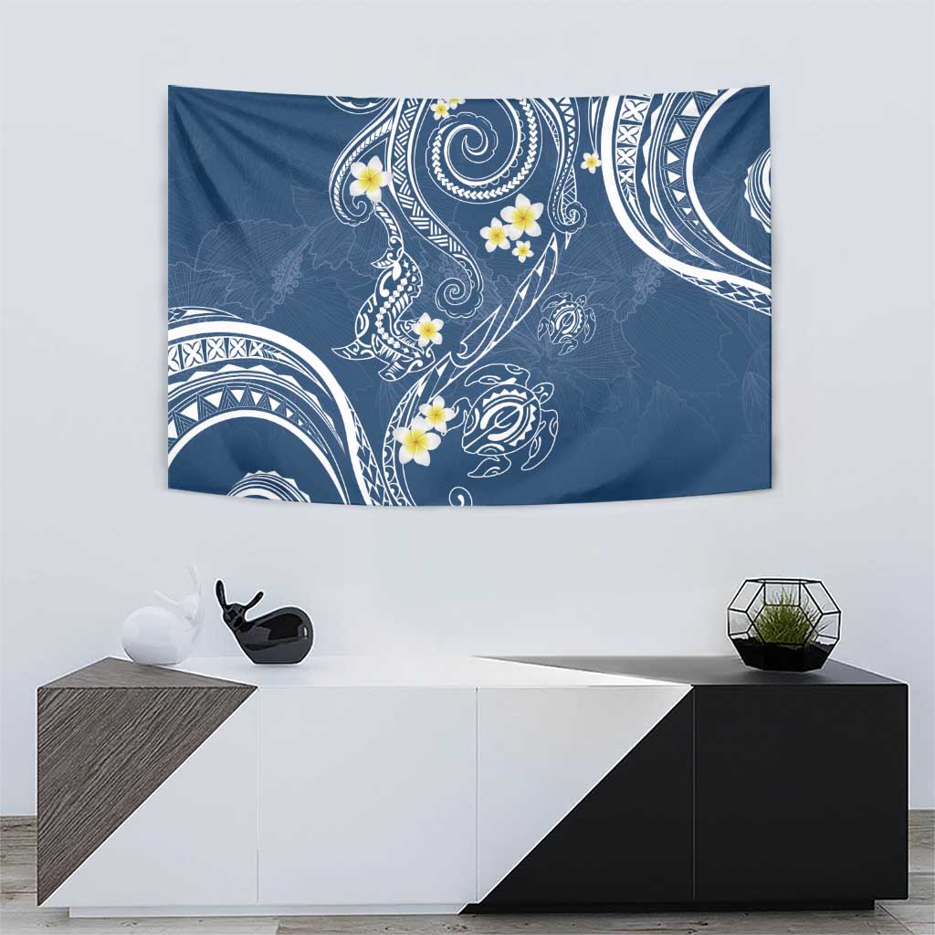 Polynesia Tribal Tapestry Deep Blue Plumeria Tentacles LT7 - Polynesian Pride