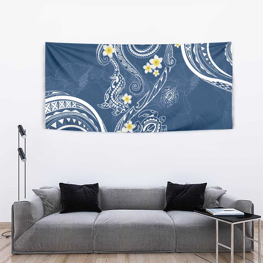 Polynesia Tribal Tapestry Deep Blue Plumeria Tentacles LT7 - Polynesian Pride