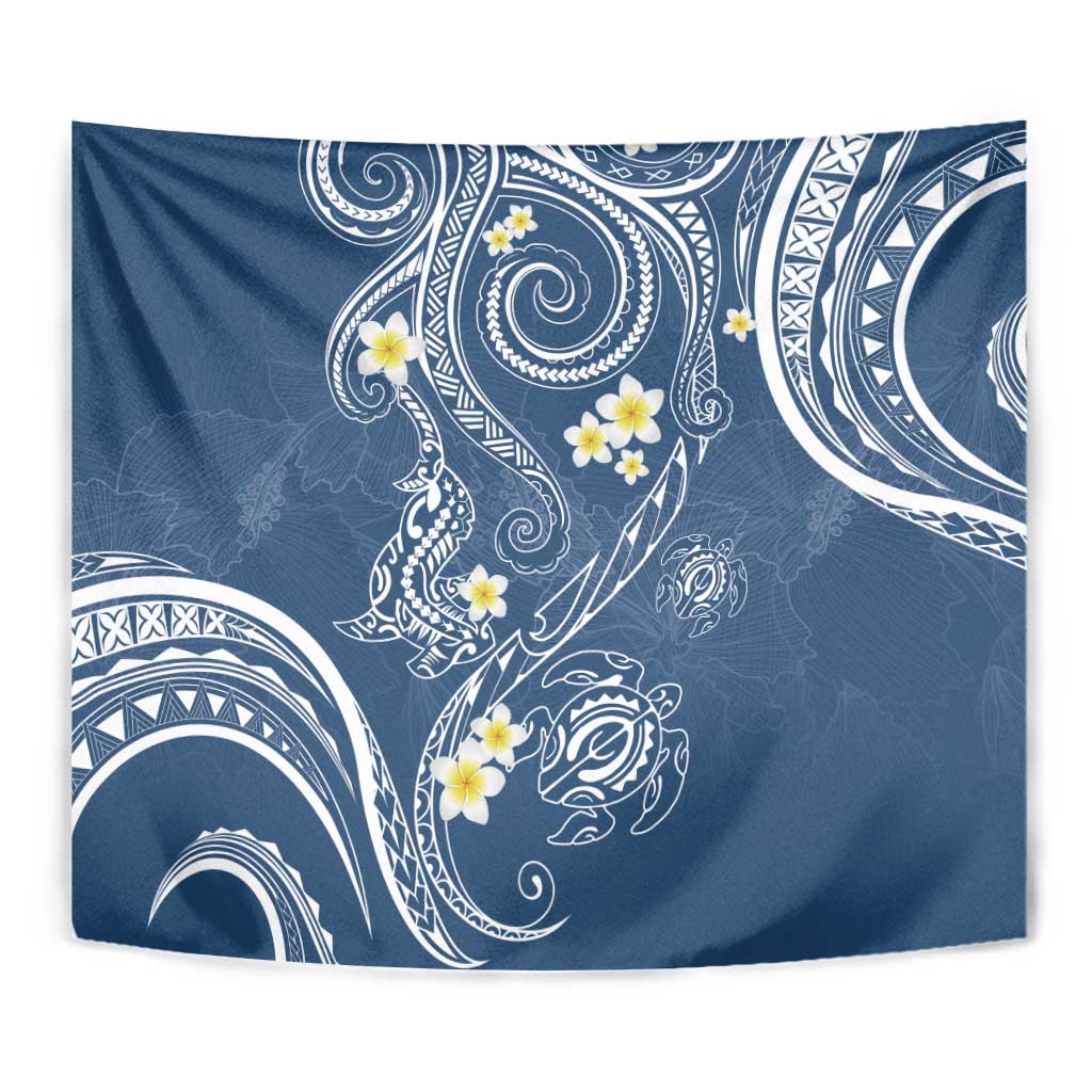 Polynesia Tribal Tapestry Deep Blue Plumeria Tentacles LT7 - Polynesian Pride