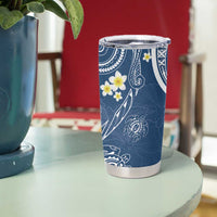 Polynesia Tribal Tumbler Cup Deep Blue Plumeria Tentacles