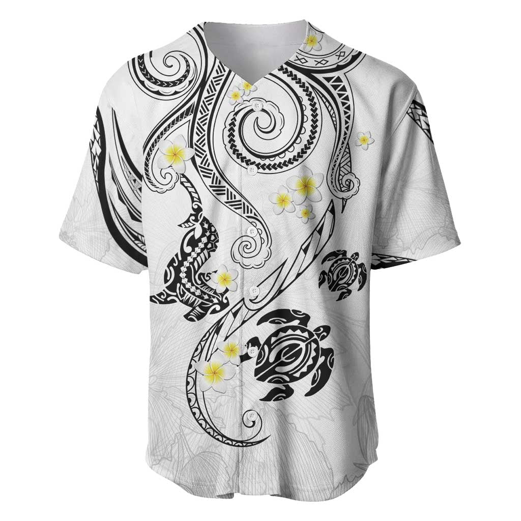 Polynesia Tribal Baseball Jersey White Plumeria Tentacles LT7 White - Polynesian Pride