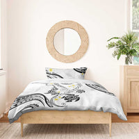 Polynesia Tribal Bedding Set White Plumeria Tentacles