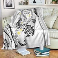 Polynesia Tribal Blanket White Plumeria Tentacles