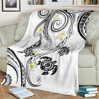 Polynesia Tribal Blanket White Plumeria Tentacles