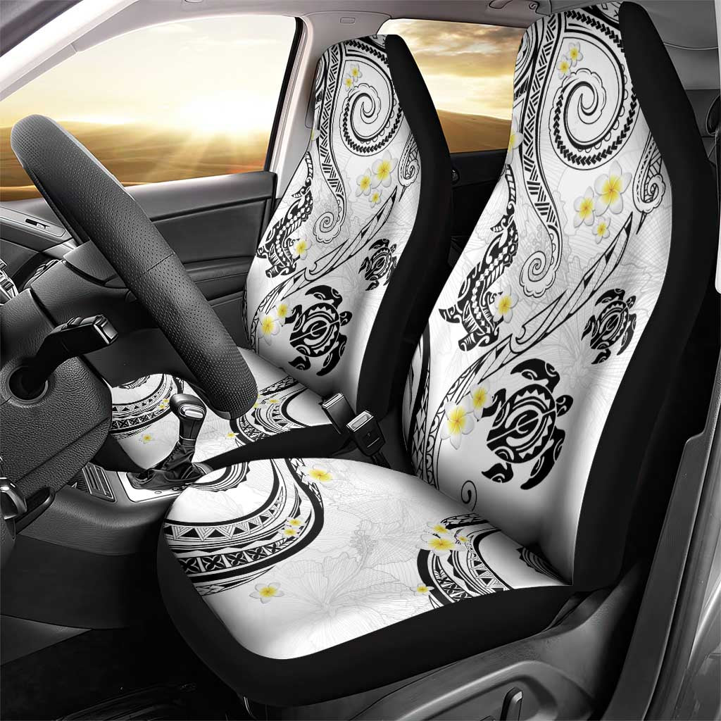 Polynesia Tribal Car Seat Cover White Plumeria Tentacles