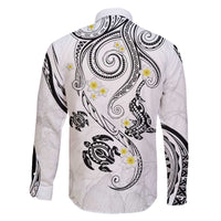 Polynesia Tribal Family Matching Off The Shoulder Long Sleeve Dress and Hawaiian Shirt White Plumeria Tentacles
