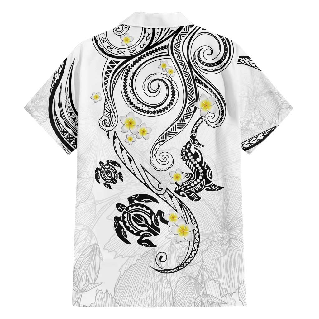 Polynesia Tribal Family Matching Summer Maxi Dress and Hawaiian Shirt White Plumeria Tentacles