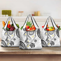Polynesia Tribal Grocery Bag White Plumeria Tentacles