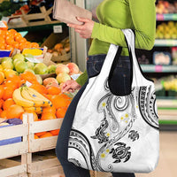 Polynesia Tribal Grocery Bag White Plumeria Tentacles