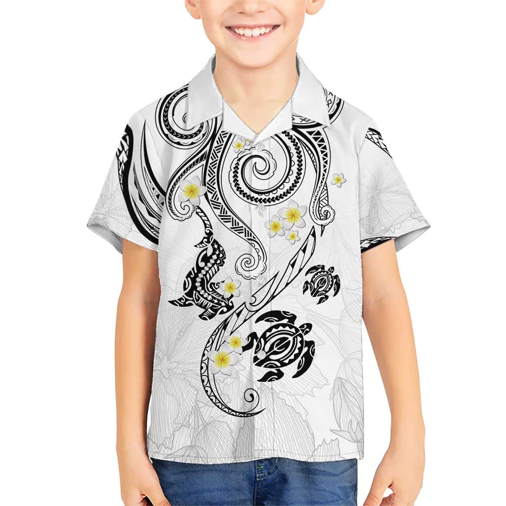 Polynesia Tribal Hawaiian Shirt White Plumeria Tentacles