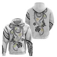 Polynesia Tribal Hoodie White Plumeria Tentacles