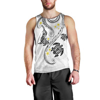 Polynesia Tribal Men Tank Top White Plumeria Tentacles