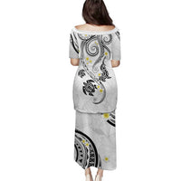 Polynesia Tribal Puletasi White Plumeria Tentacles