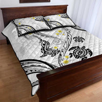 Polynesia Tribal Quilt Bed Set White Plumeria Tentacles