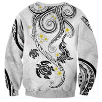 Polynesia Tribal Sweatshirt White Plumeria Tentacles